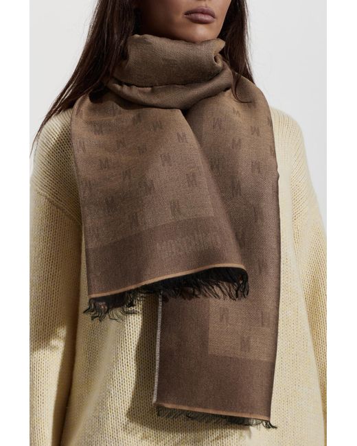 Moschino Brown Scarf With Monogram