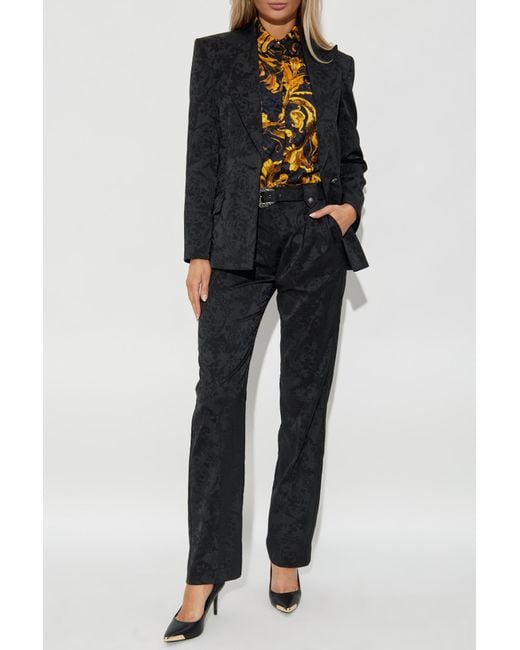 Versace Jeans Couture Black Trousers With 'Barocco' Motif