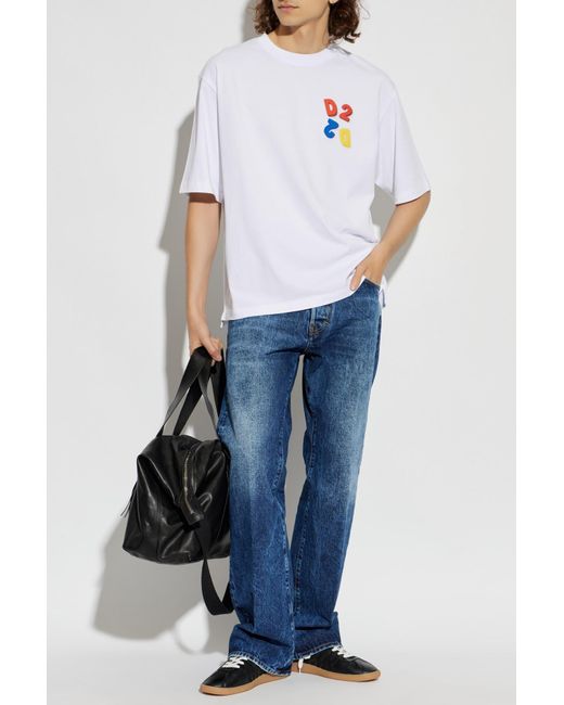 DSquared² White T-Shirt With A Patch for men