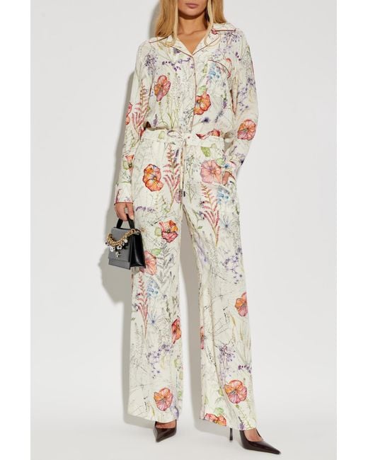 McQueen White Floral Motif Trousers