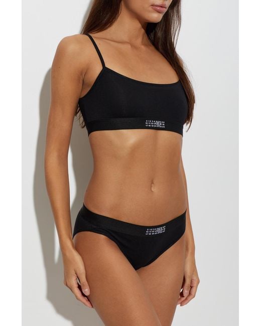 MM6 by Maison Margiela Black Logo Bra