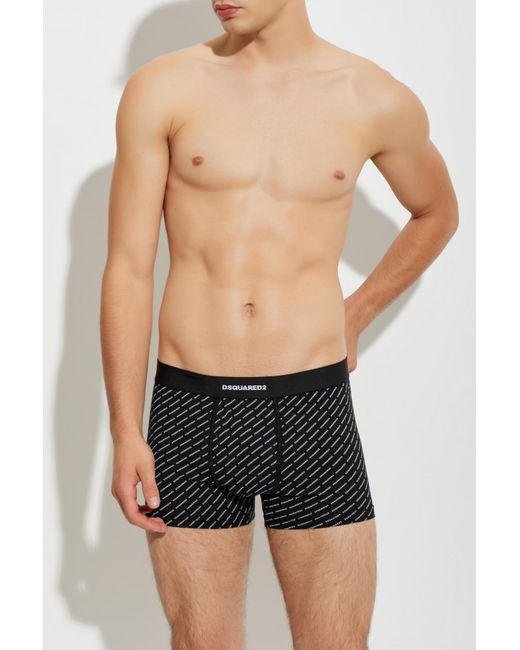 DSquared² Black Cotton Boxers With Monogram for men