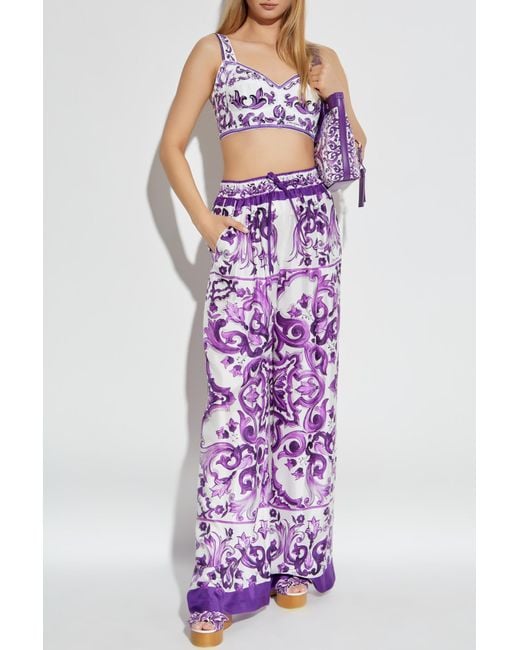 Dolce & Gabbana Purple Short Top With "Majolica" Print