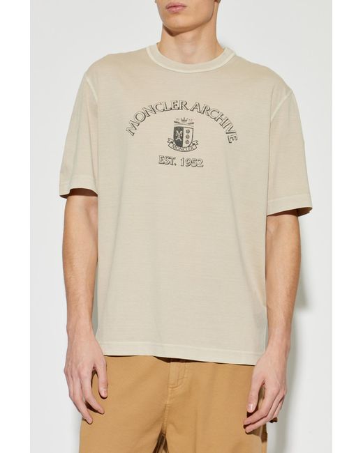 Moncler Natural T-Shirt With Logo for men