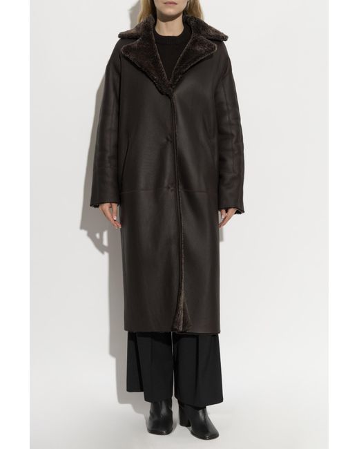Arma Black Reversible Shearling Coat 'Ines'