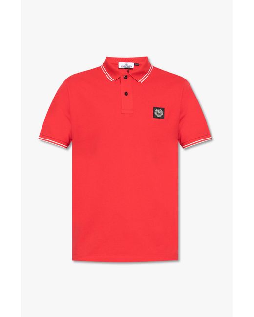 Stone Island Red Polo Shirt With Logo for men