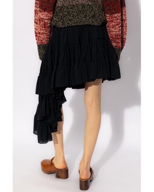 Loewe Black Silk Skirt,