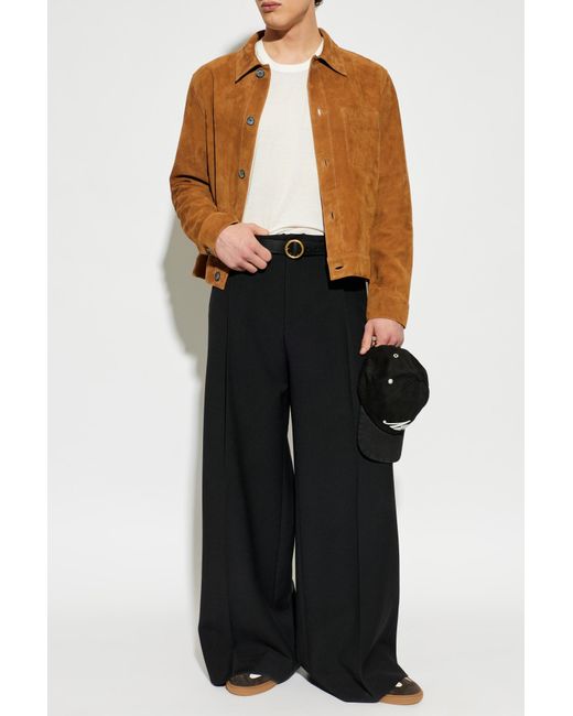 AMI Brown Suede Jacket With Embossed Logo for men
