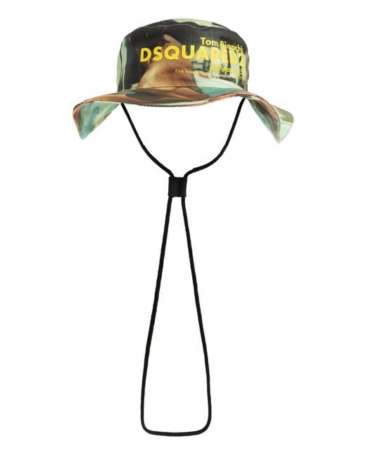 DSquared² Blue Hat With Printed Logo for men