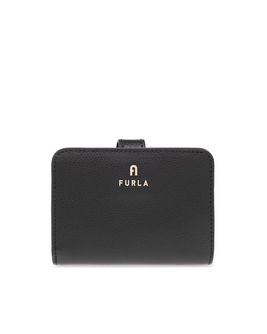 Furla Black Leather Wallet With Logo