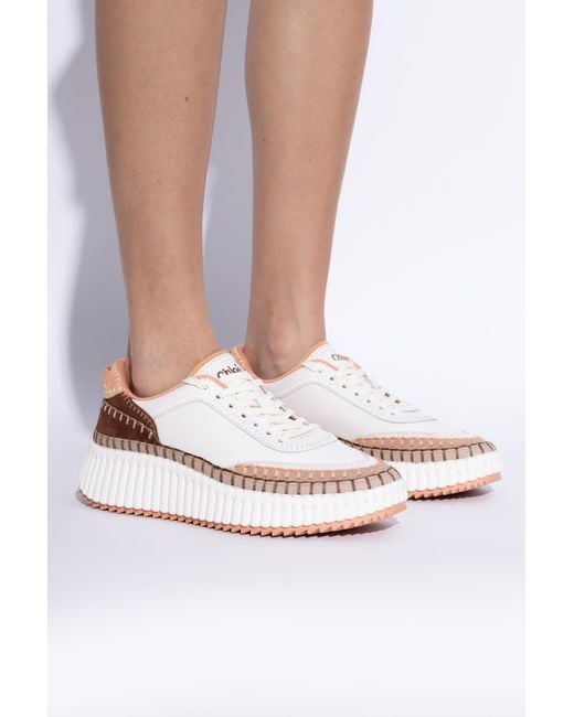 Chloé White “Nama” Sports Shoes On Platform