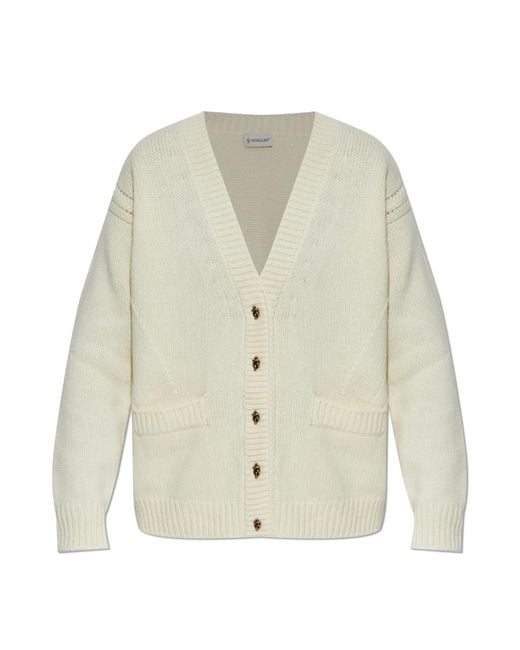 Moncler White Wool Cardigan With Pockets,