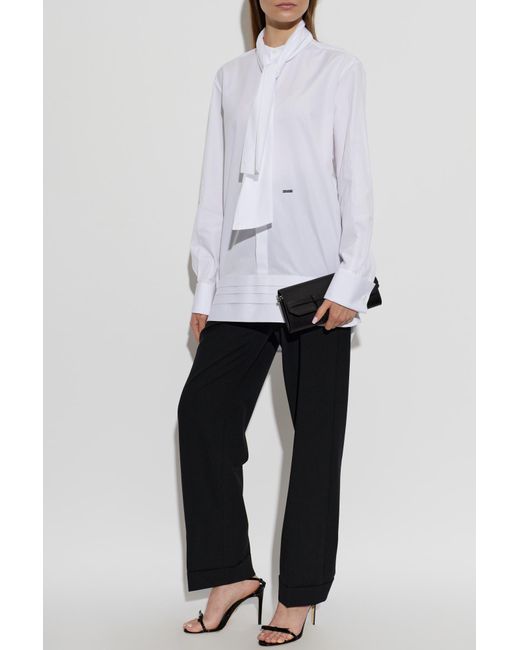 DSquared² White Shirt With A Decorative Scarf