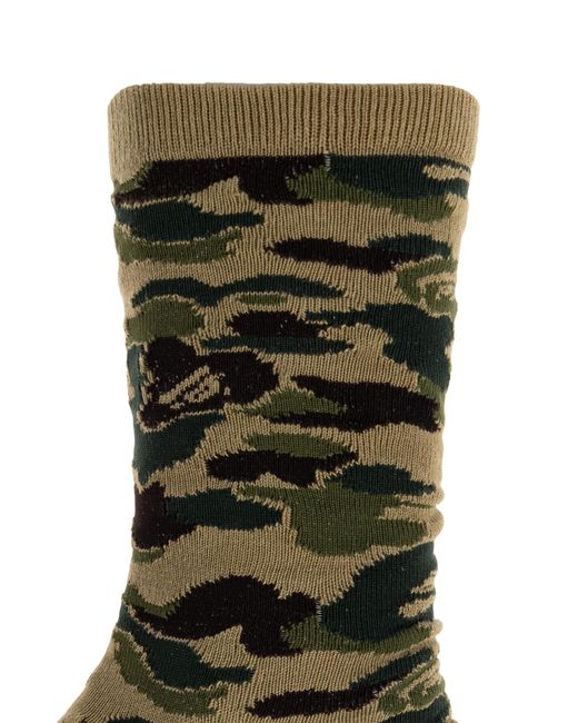A Bathing Ape Green Socks With A Camo Pattern for men