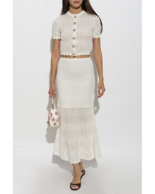 Self-Portrait White Short-Sleeve Top