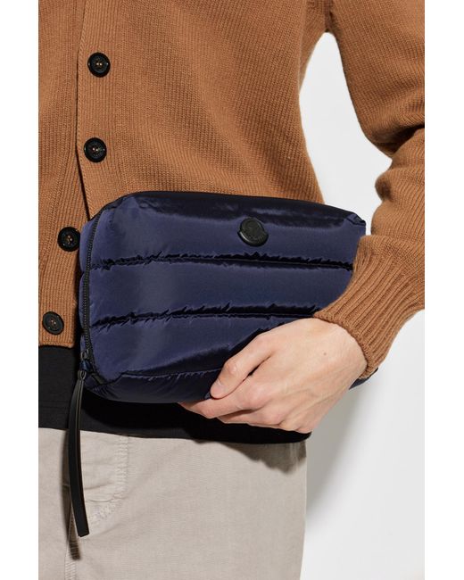 Moncler Blue Cosmetic Bag With Logo for men