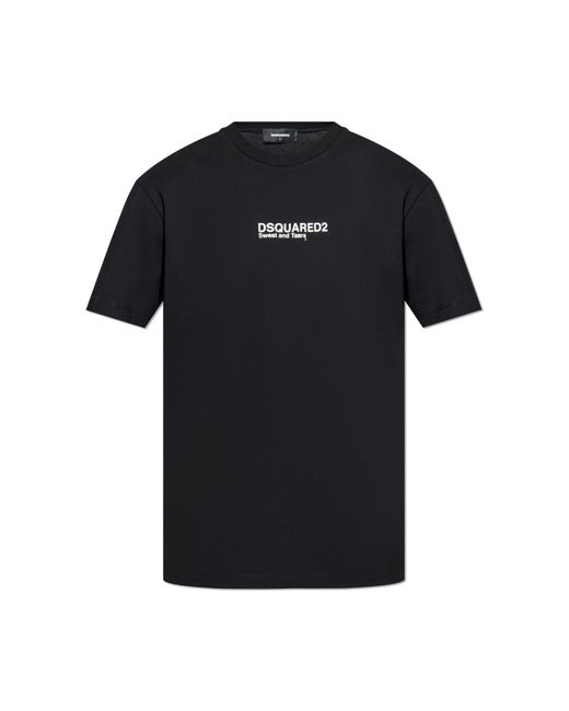 DSquared² Black T-shirt With Printed Logo, for men