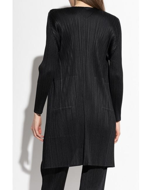 Pleats Please Issey Miyake Black Pleated Cardigan