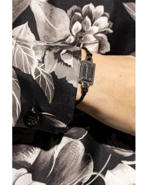 Dolce & Gabbana Black Bracelet With Application And Engraved Logo for men