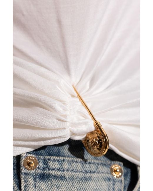Versace White Top With A Decorative Safety Pin