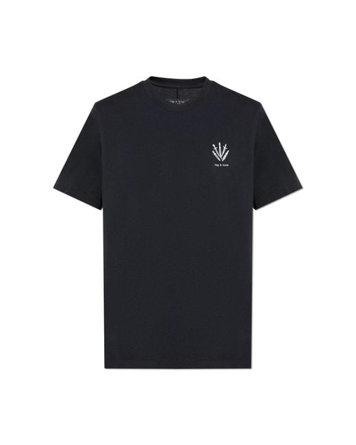 Rag & Bone Black Cotton T-Shirt With Logo for men
