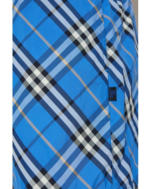 Burberry Blue 'Check' Swim Shorts for men