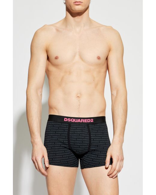 DSquared² Black Cotton Boxers With Monogram for men