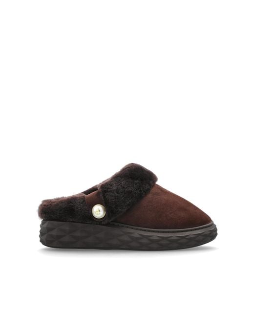 Jimmy Choo Brown Platform Slides "Diamond Maxi"