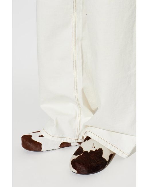 Marni White Animal Print Slides for men