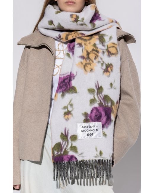 Acne Gray Scarf With Logo