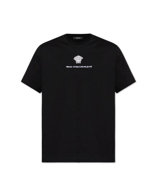 Versace Black T-Shirt With Logo for men