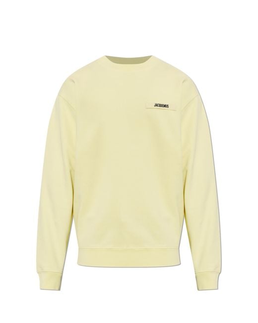 Jacquemus Yellow Sweatshirt With Logo Patch for men