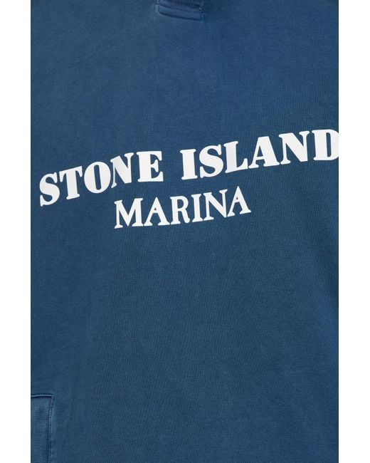 Stone Island Blue Hooded Sweatshirt for men