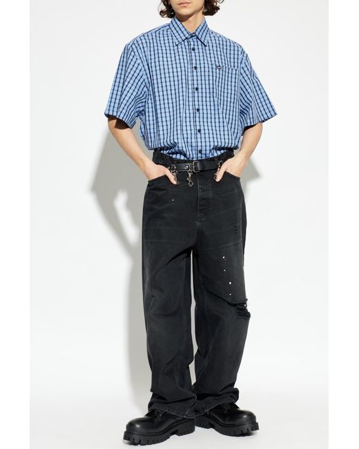 Vetements Blue Checked Pattern Shirt for men