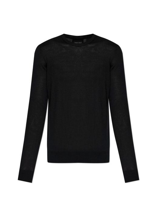 Giorgio Armani Black Thin Wool Sweater for men