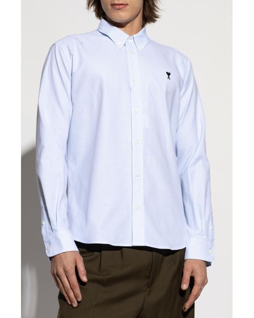 AMI Black Cotton Shirt With Logo for men