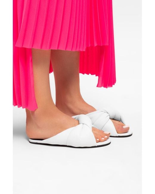 Balenciaga drapy Leather Slides in White Lyst