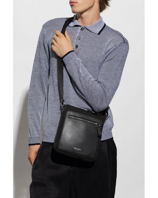 Giorgio Armani Black Shoulder Bag With Logo, for men