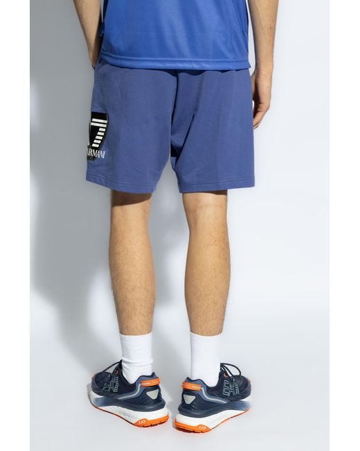 EA7 Blue Shorts With Logo, for men