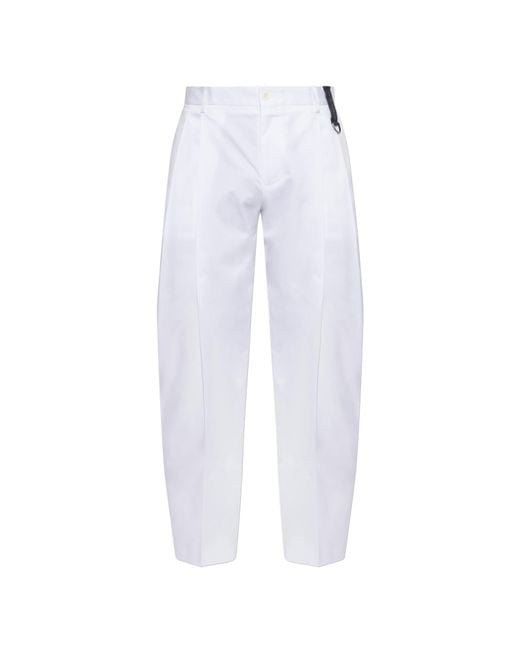 Dolce & Gabbana White Cotton Pleated Trousers for men