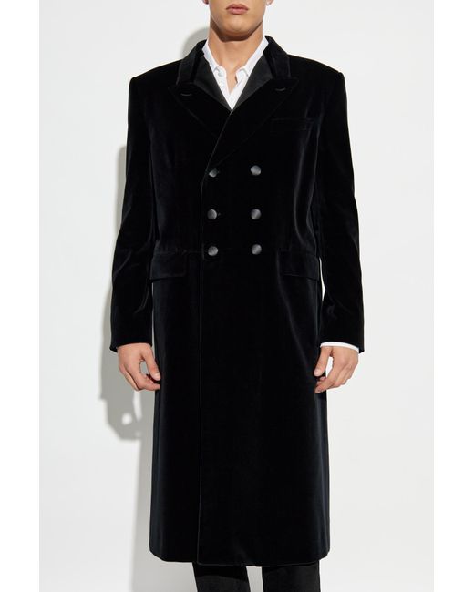 Dolce & Gabbana Black Double-Breasted Velvet Tuxedo Coat for men