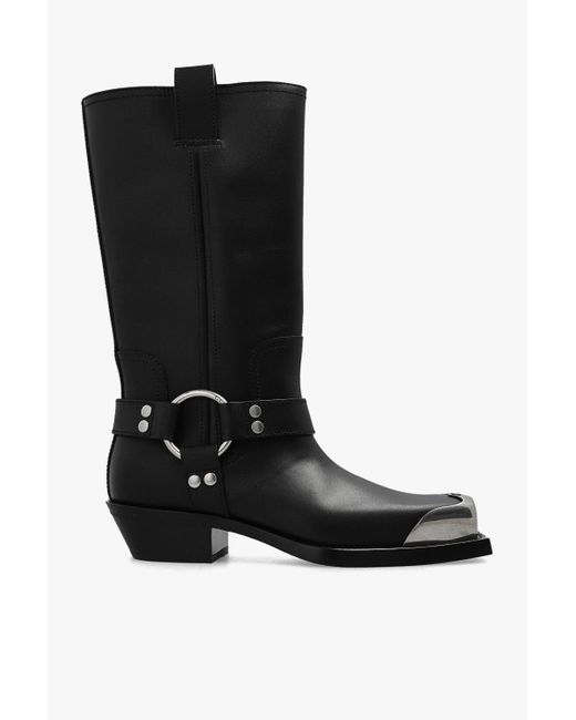 Gucci Black Leather Cowboy Boots for men