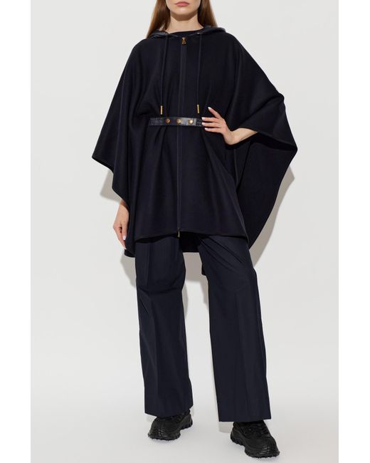 Moncler Blue Wool Poncho