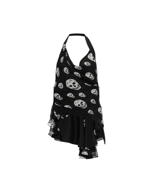 McQueen Black Silk Top With Open Back