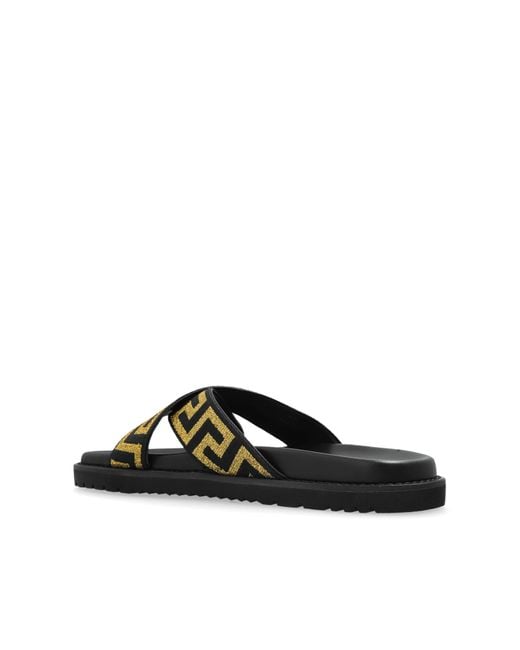 Versace Black Slides With Logo for men