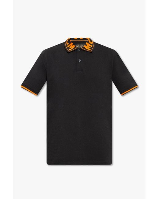 MCM Black Polo Shirt With Logo for men