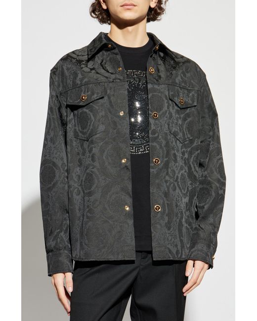 Versace Black Jacquard Jacket With 'Barocco' Pattern for men