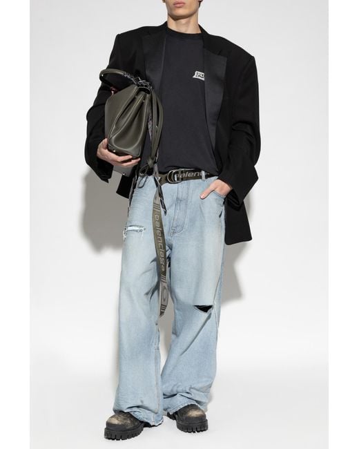 Balenciaga Black T-Shirt With Vintage Effect for men