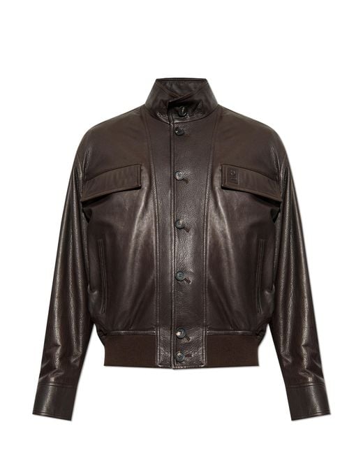 Ferragamo White Leather Jacket With Stand-Up Collar for men