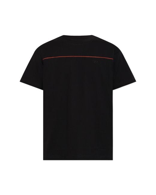 DIESEL Black T-Shirt 'T-Norm-Piping' for men